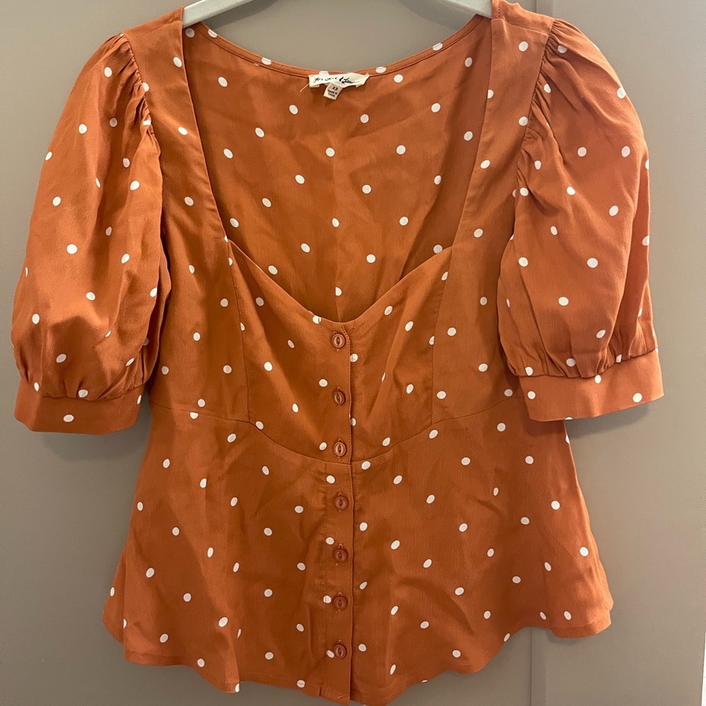For love and lemons polka dot orange top